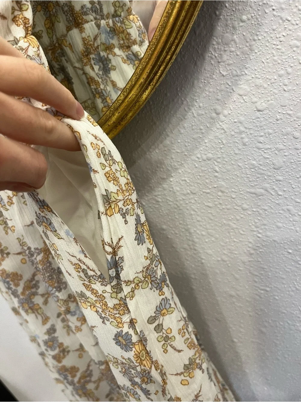 Abercrombie & Fitch White Maxi Dress with Tan Floral Print